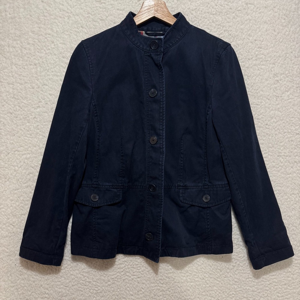 Talbots‎ Women's S Military Jacket Blazer Navy Blue Utility Buttons